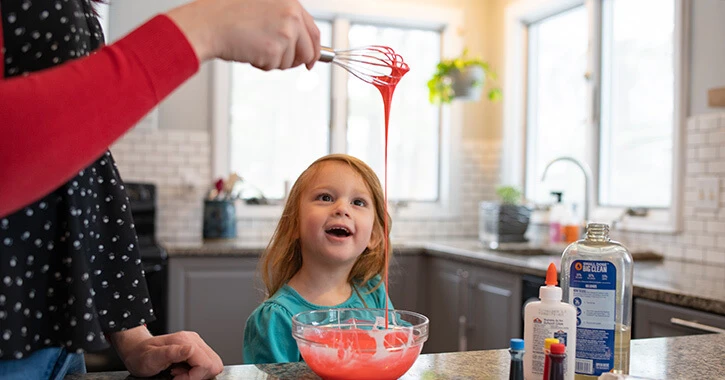 People making slime with household products